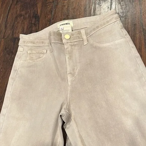L’AGANCEMargot Skinny Jeans tan color with glitter high rise size 26